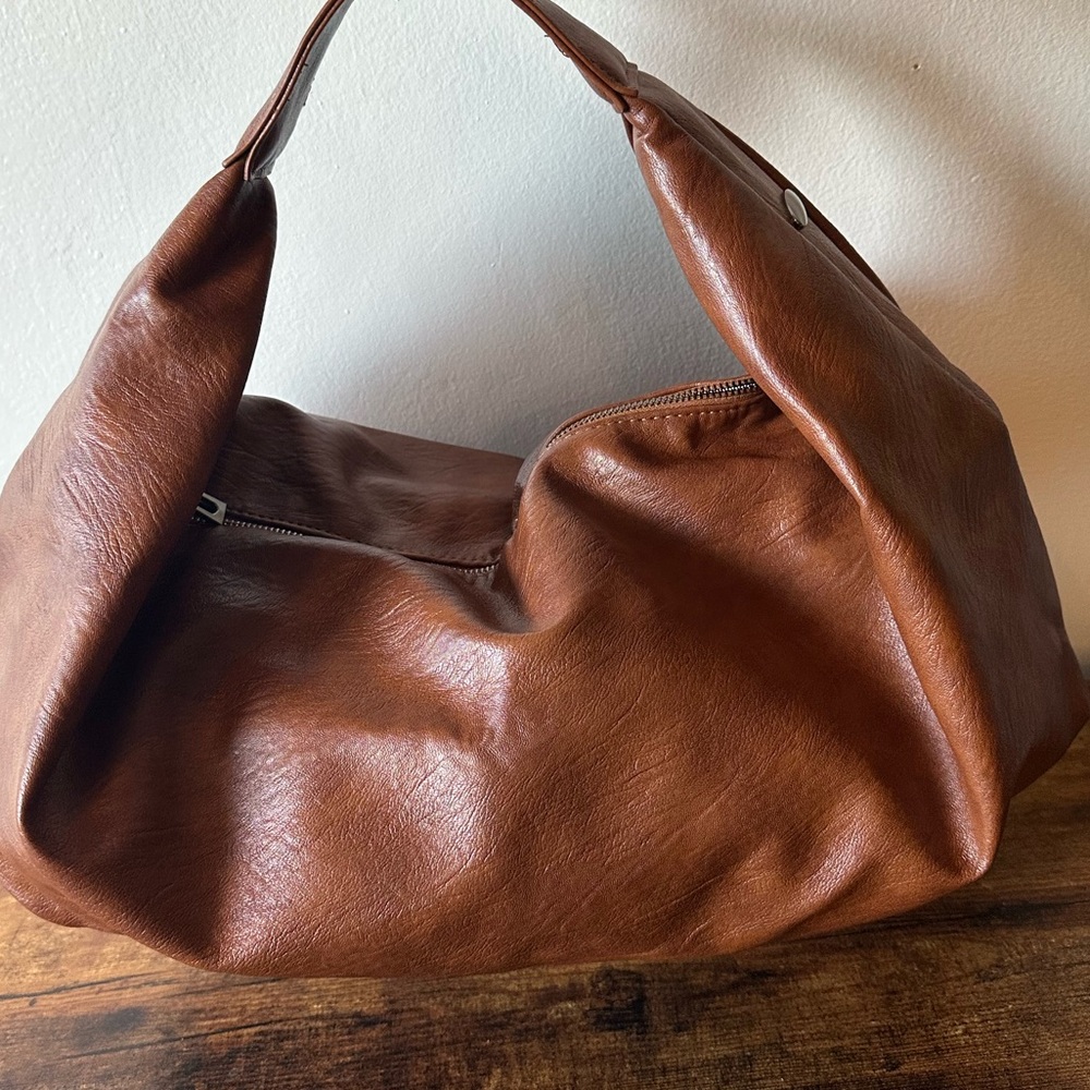 Elegant Brown Leather Hobo Bag